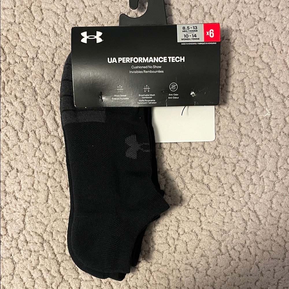 Under Armor UA Performance Tech No Show Socks 6 Pairs